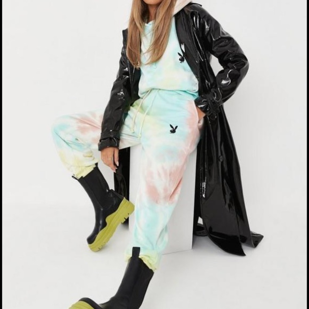 Missguided pastel tie dye oversized crew neck SWEATSHIRT and JOGGERS set size S